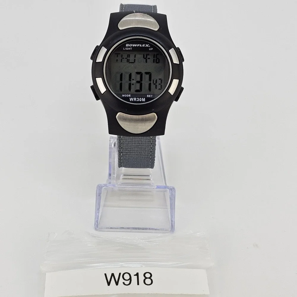 Bowflex Digital Fitness Men's Watch 42MM New Gray Canvas Bands New Battery